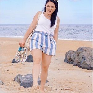 Forever 21 Striped Paper bag Tie waist Short